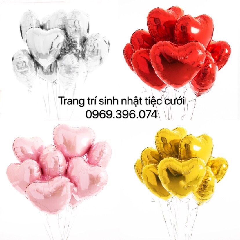 Bóng tim 45cm, 25cm, 10cm nhiều màu
