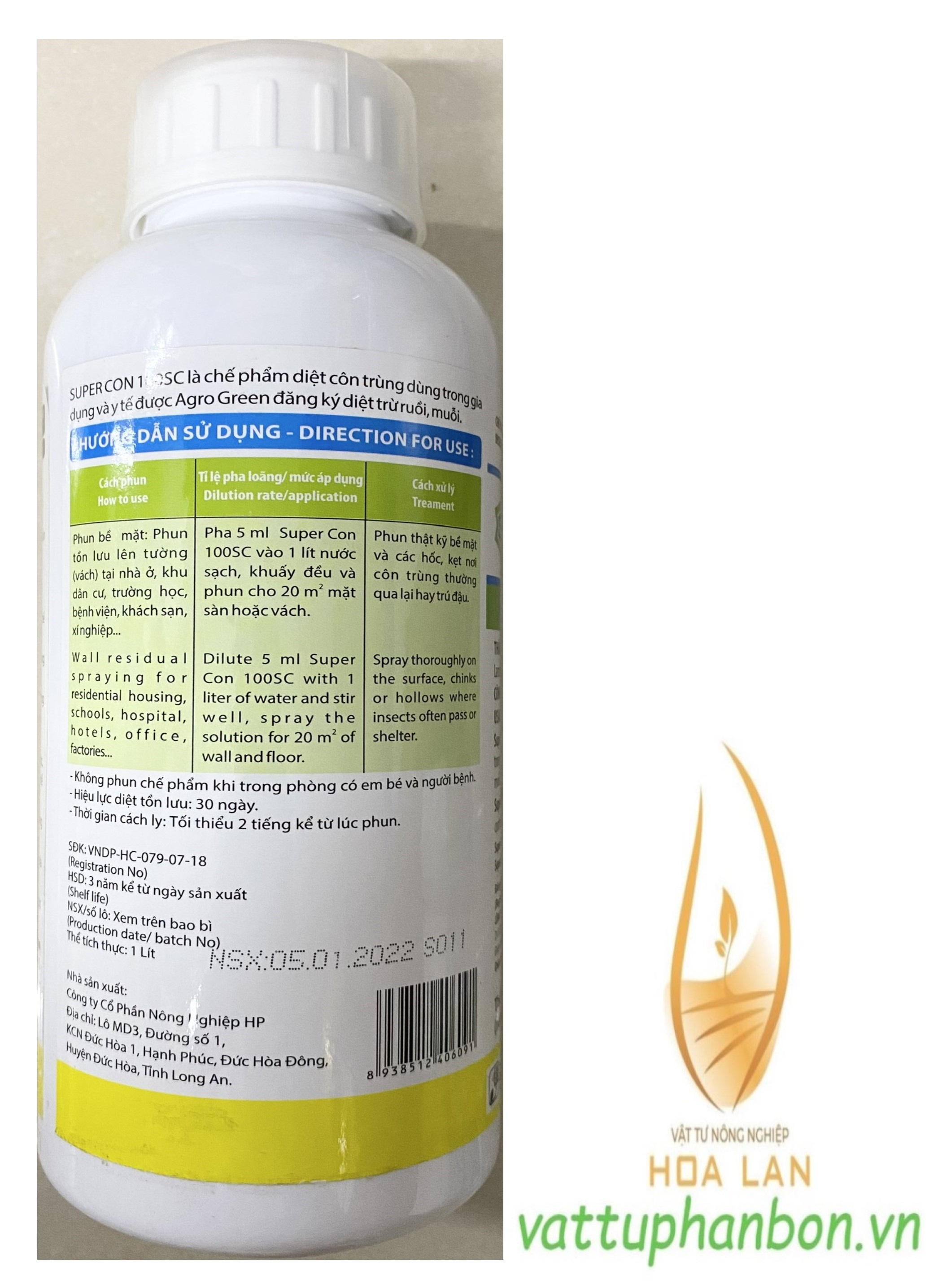 Super Con 100SC Agrogreen - Chế Phẩm Diệt Con Trùng Insecticide - #139B# 1 lít