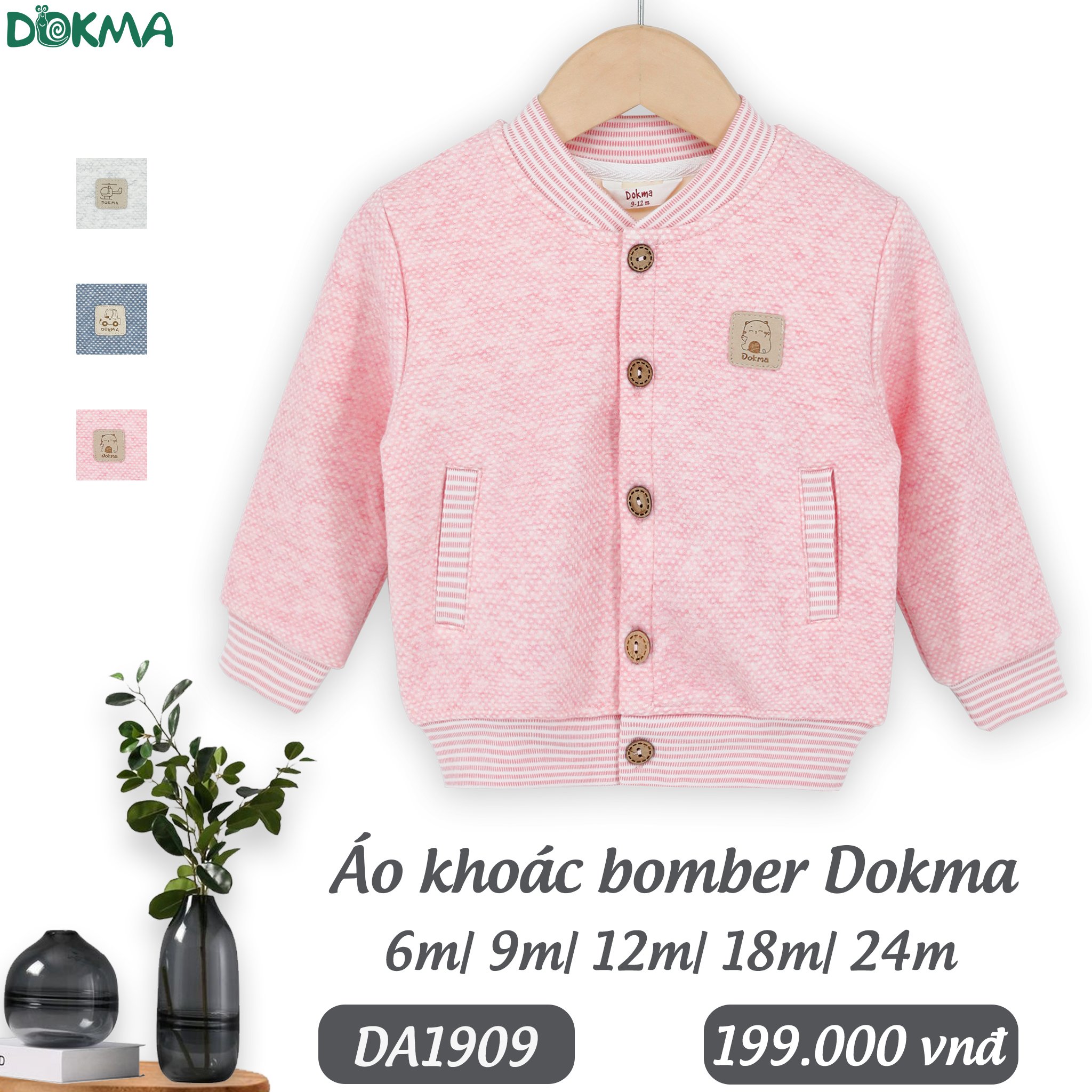 Hot - da1909 áo khoác bomber nỉ lót lông dày bé trai - bé gái dokma - form to