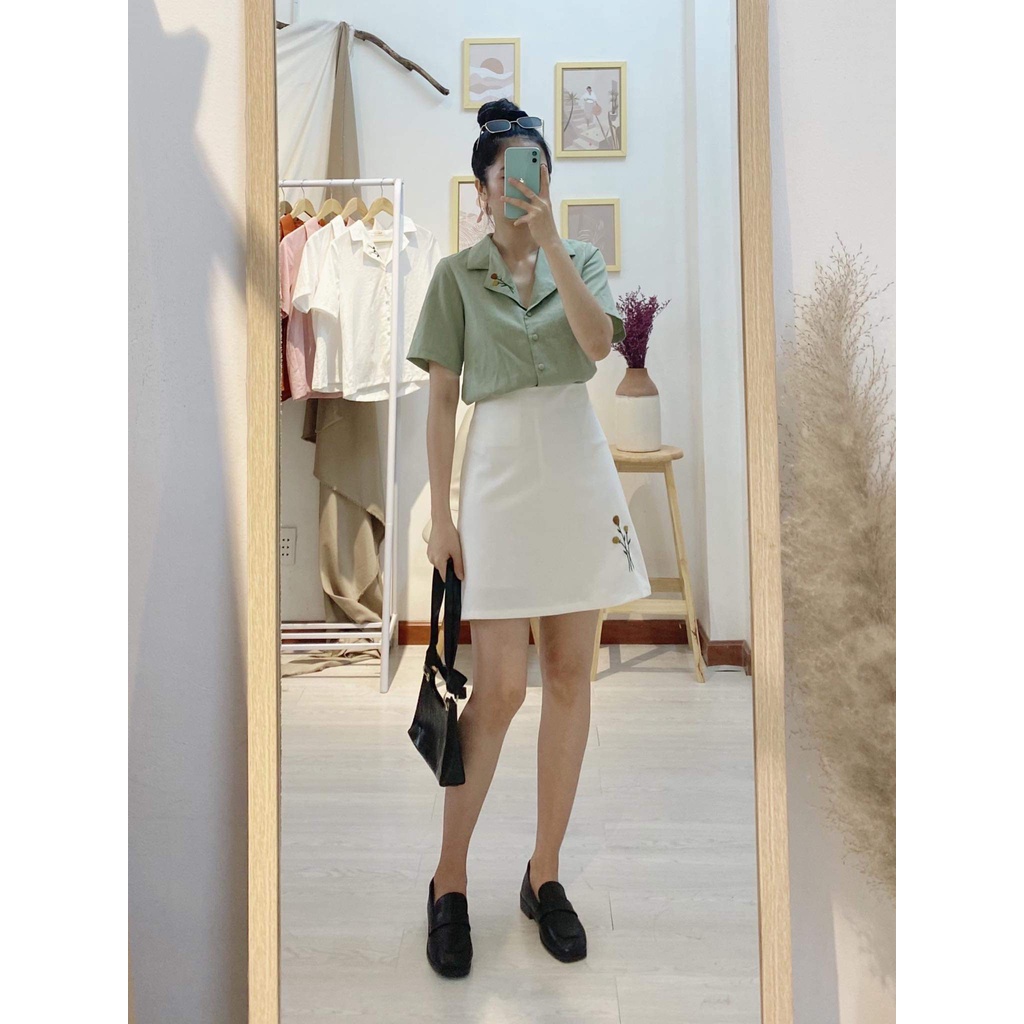 Tiela áo sơ mi thêu hoa bi - bibi shirt