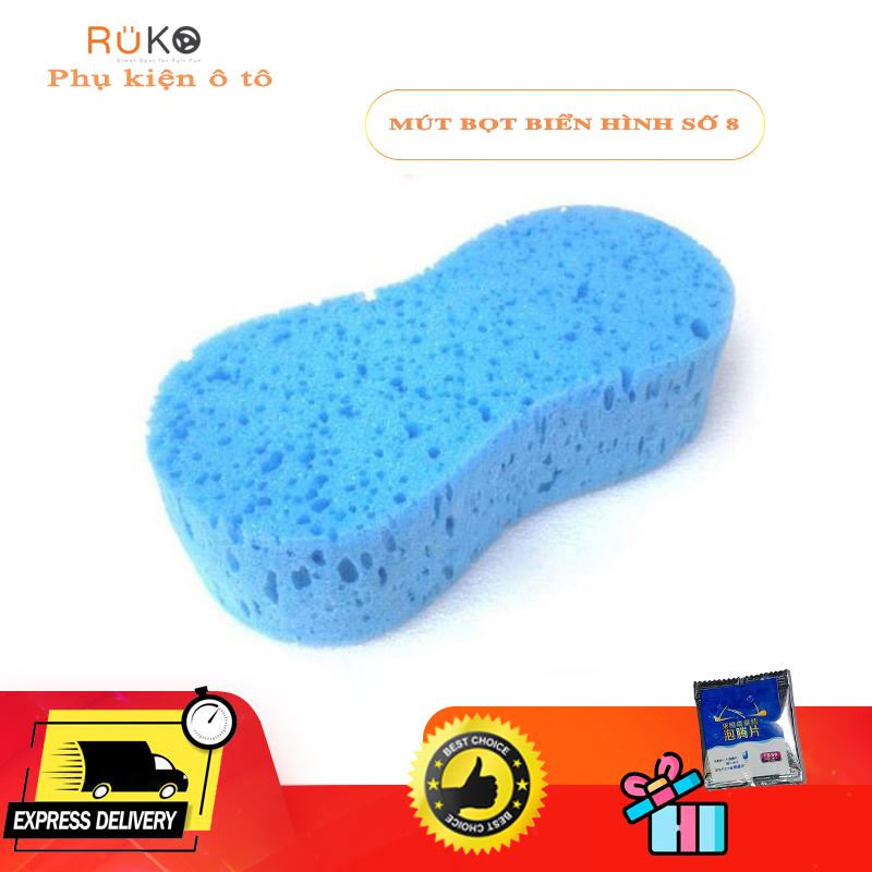 🚗  Mút bọt biển hình số 8 chuyên chùi rửa, lau bụi xe hơi, xe máy, nội thất, bàn , ghế