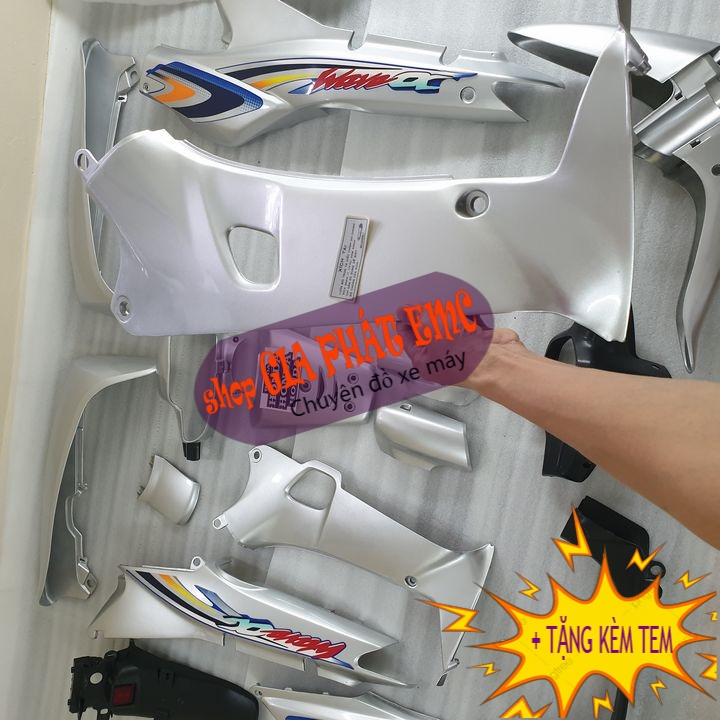 [TẶNG TEM ] Dàn áo xe máy Wave nhỏ - vỏ nhựa xe máy màu BẠC đời (1997-2006) xe Wave Thái - Wave ZX - Wave alpha, siêu đồ phụ tùng xe máy, phụ tùng xe máy giá rẻ