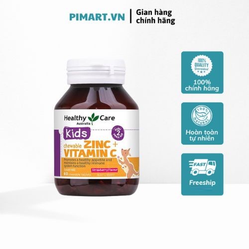 Healthy Care Kids Chewable Zinc + Vitamin C 60 Chewable Tablets