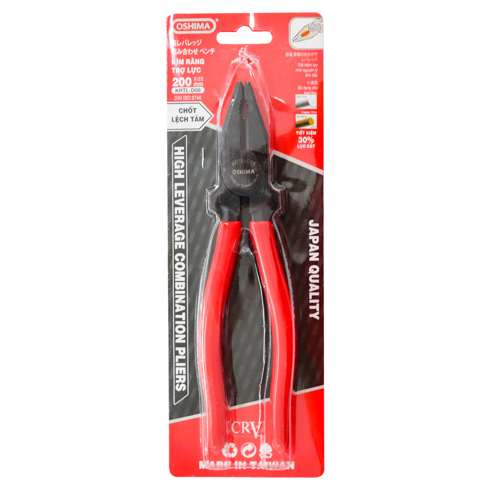 Kềm răng Oshima KRTL D08 - MADE IN TAIWAN ( Đỏ đen )