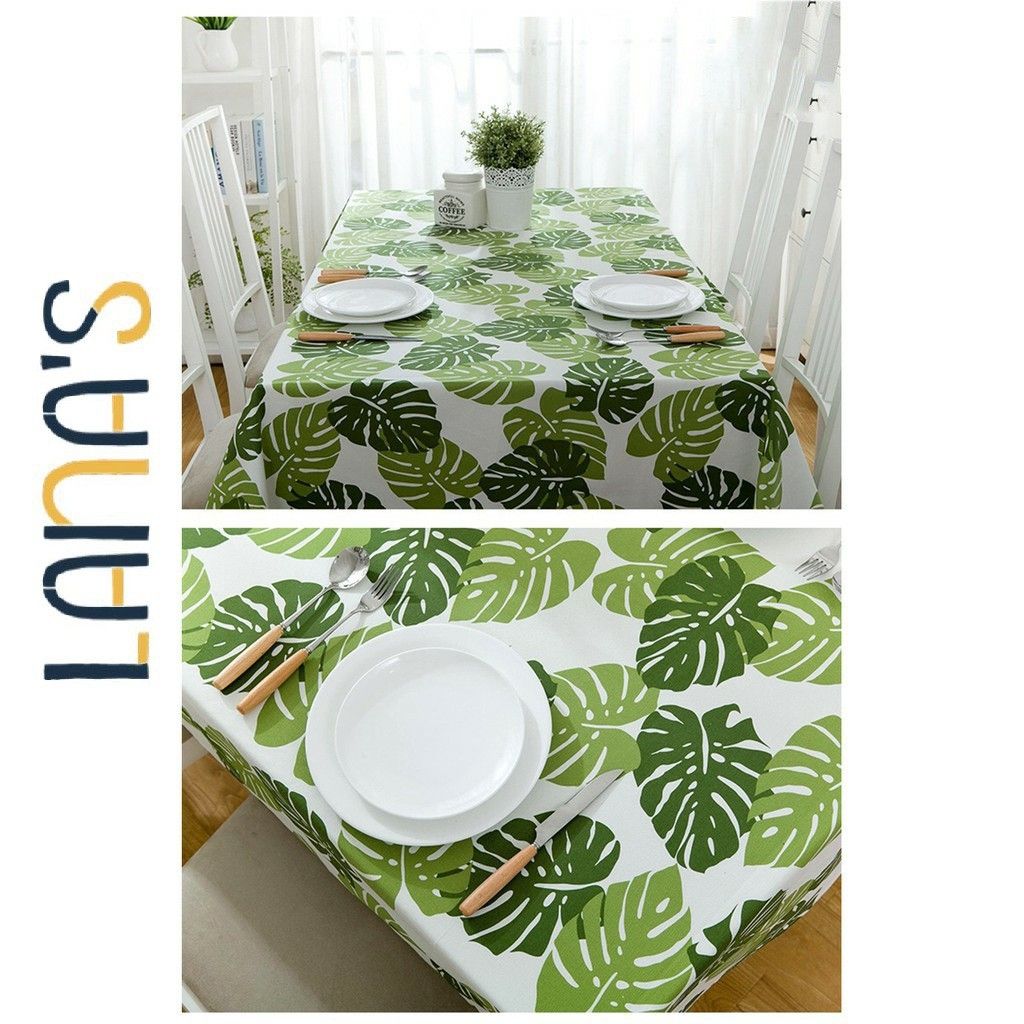 Khăn trải bàn xanh lá vải canvas handmade  - LBS