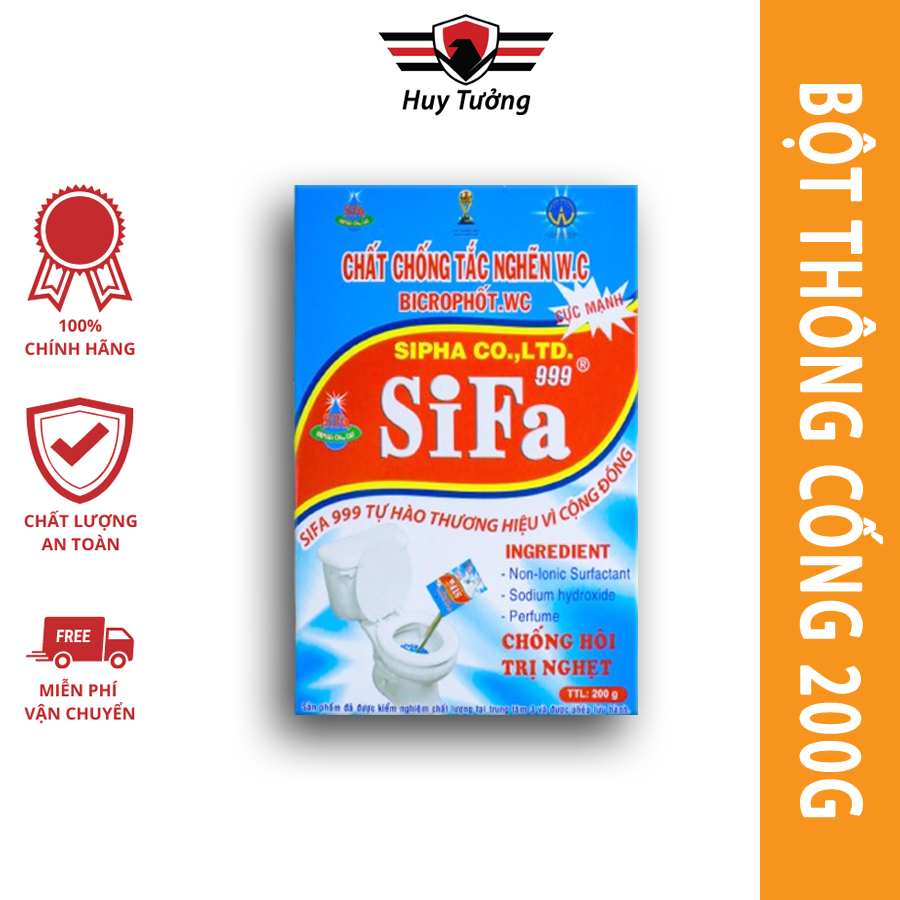 Bột thông bồn cầu, khử mùi 200g hiệu Sifa, bột thông tắc đường ống bồn cầu cực kì hiệu quả - Huy Tưởng