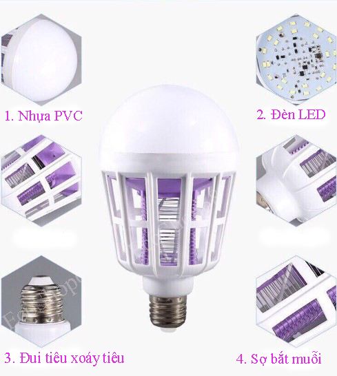 Đèn LED 15W Đèn LED Chiếu Sáng Bắt Muỗi CAO CẤP 2022 EcoShop68