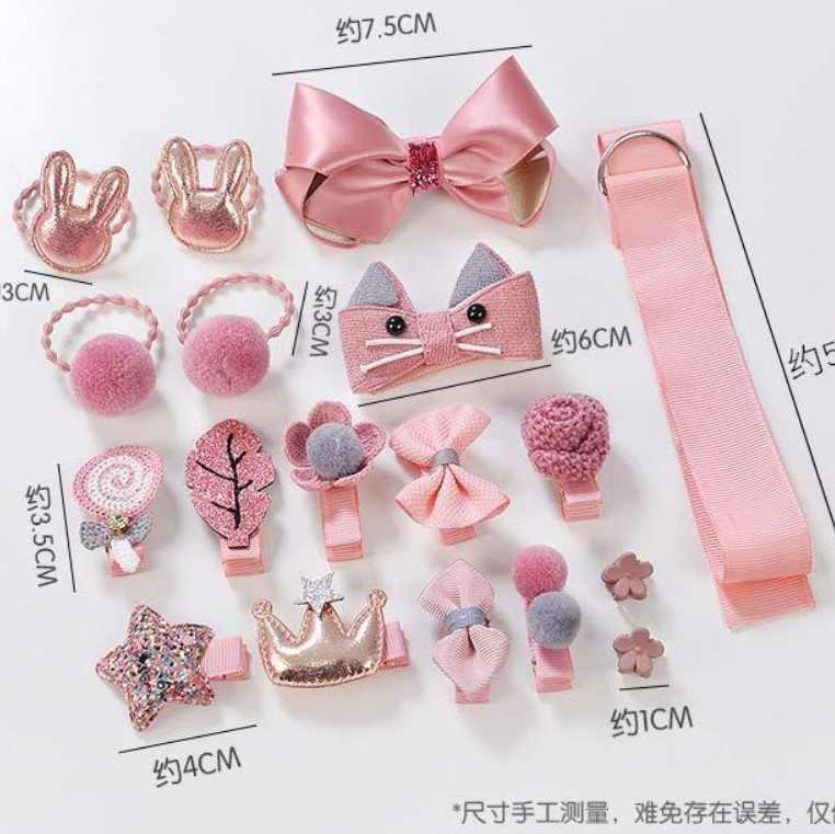 Hộp 18 dây cột tóc kẹp tóc cho bé phong cách hàn quốc