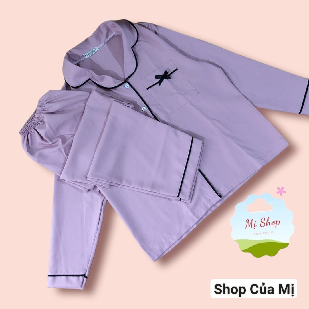 Đồ Bộ Nữ, Set Bộ Pijama Mặc Nhà Vải Phi Lụa Mờ ( Không bóng ) Nơ Túi dễ thương Q233