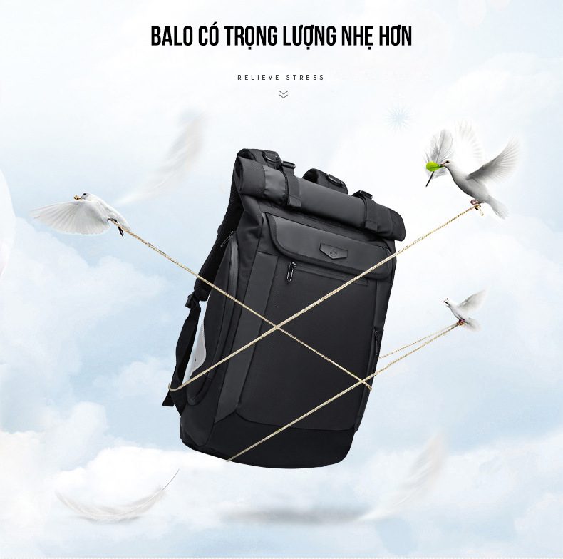[BẢO HÀNH 5 NĂM]  Ba lô Rolltop chống nước thông minh cao cấp – OZUKO ROLLTOP