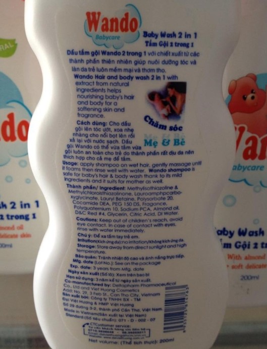 Dầu tắm gội 2 trong 1 Wando 200ml