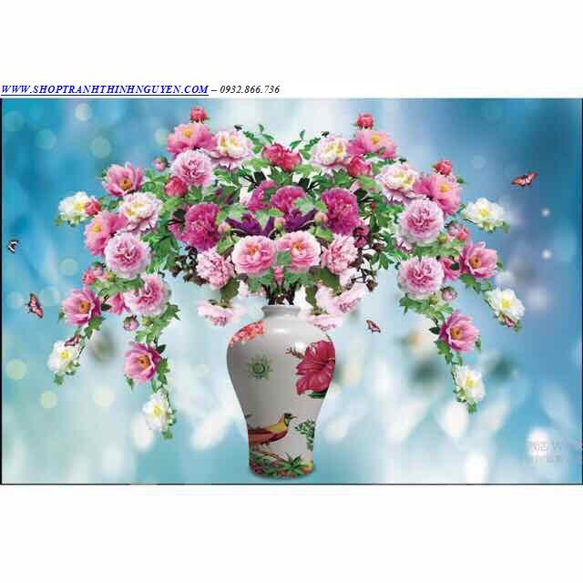 [HCM]Tranh đính đá Bình hoa đẹp ( chưa đính)-YN5337