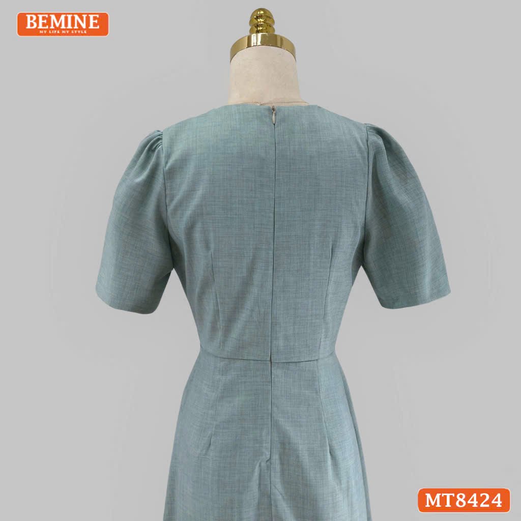 Đầm cổ tròn phối nắp túi tùng A BEMINE MT8424