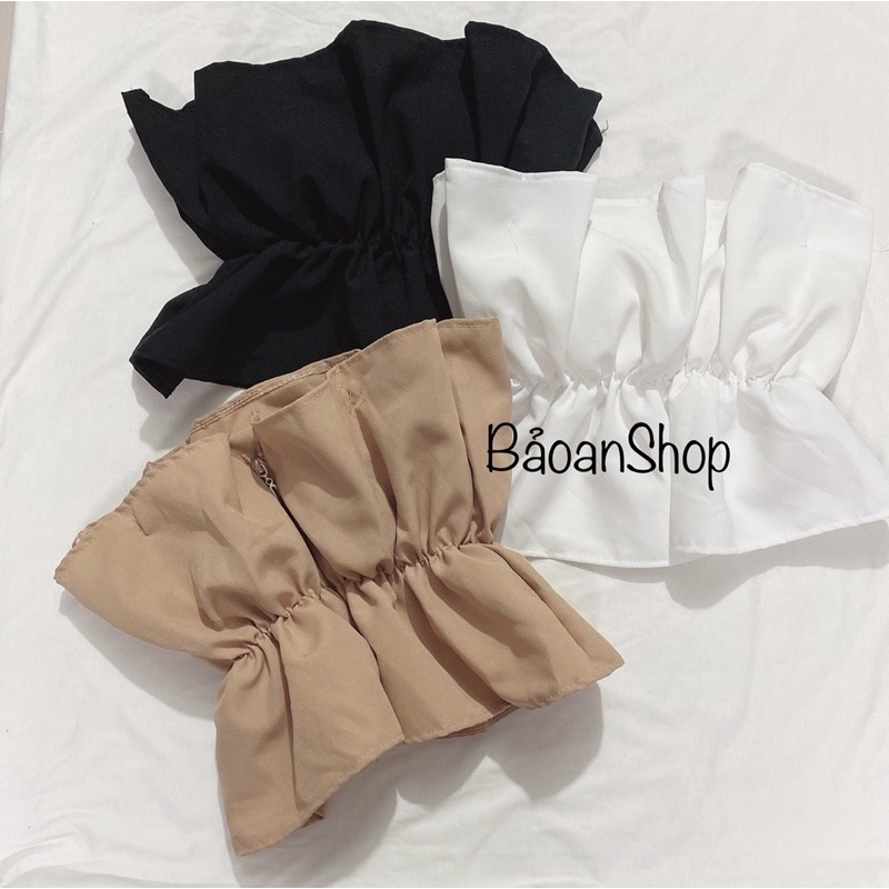 Áo ống kiểu bèo nhún eo (có mút ngực) , áo croptop nữ