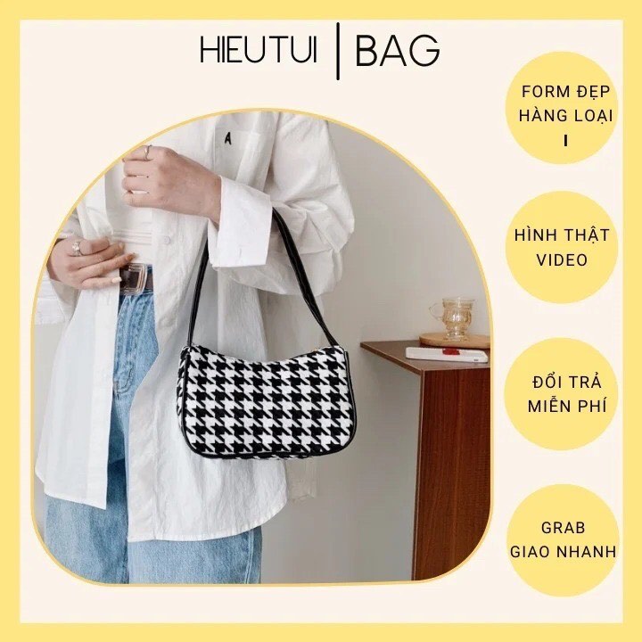 Túi kẹp nách nữ đeo vai họa tiết caro hot trend 2021 mã HQ 302