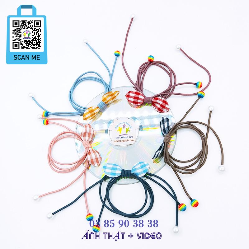 Dây buộc tóc nữ, đồ cột tóc cho bé gái, dây chun phụ kiện nữ Hàn Quốc, dây thun caro - thương hiệu Vợ Chồng Tôi