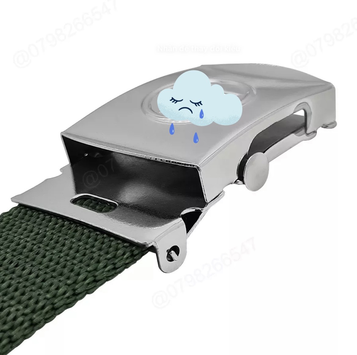 [MUA 2 FREE SHIP]THẮT LƯNG DÙ XANH MẶT TRẮNG CAO CẤP