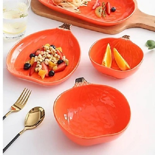 Bát Sứ Ăn Dặm Cao Cấp Bí Đỏ Cam Sâu Lòng - Dahamart Siêu Thị Ăn Dặm
