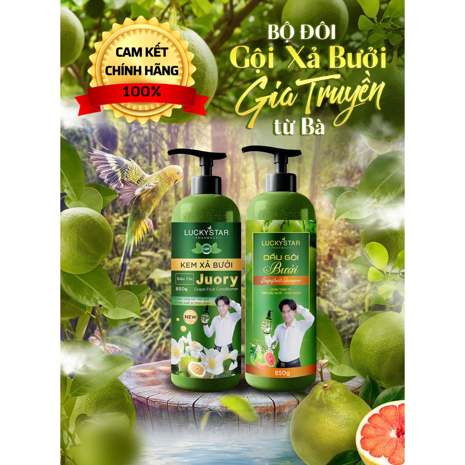 Cặp dầu gội và kem xả bưởi lucky star 850ml