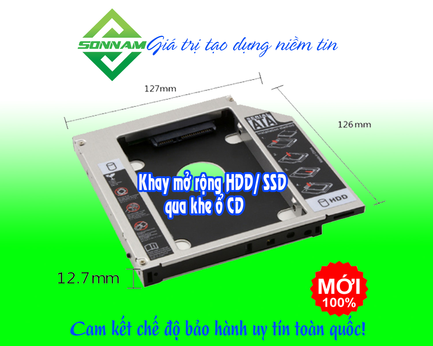 Bộ phận mở rộng ổ đĩa, Khay Ổ Cứng Caddy Bay ( mỏng 9.5mm ) - (dày 12.7mm) (Gắn Ổ Cứng Thay Ổ Quang Laptop)