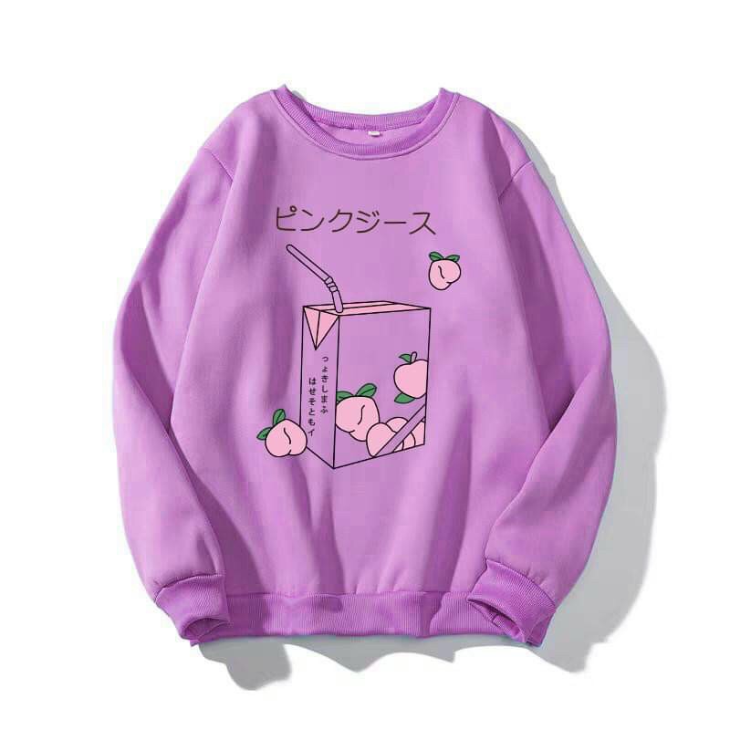 Áo Sweater In Hộp Sữa Trái Đào Siêu Xinh,Chất Thun Nỉ Ngoại dày Dặn mềm Mịn-TP