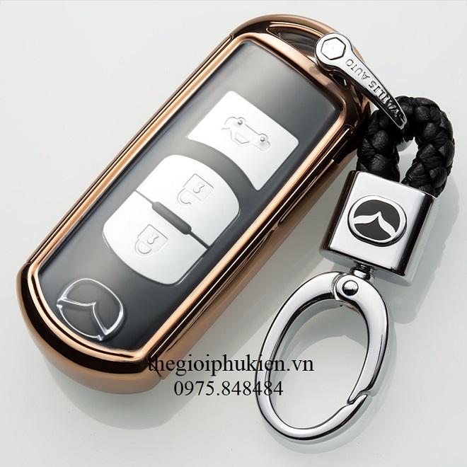 Ốp, bọc chìa khóa silicon tráng gương bảo vệ chìa khóa xe Mazda 2, 3, 6, CX-5, CX- 8 kèm móc đeo INOX