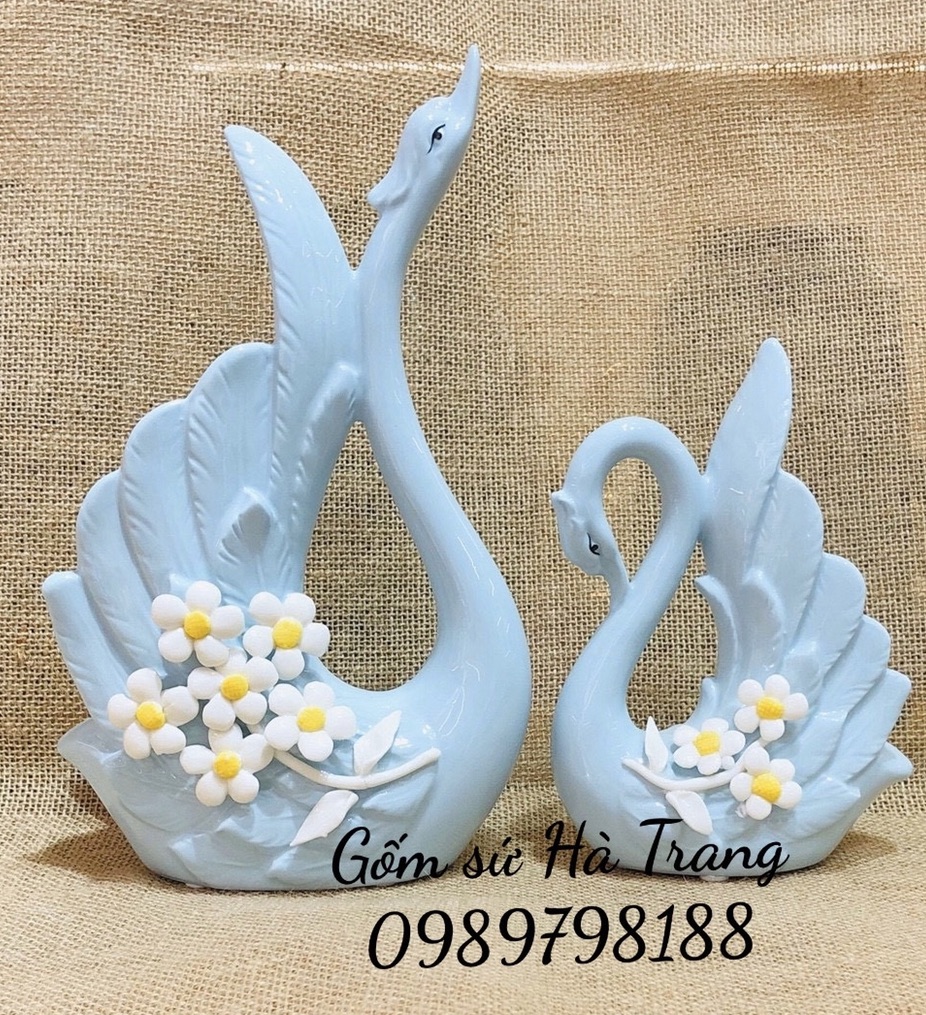 Set decor thiên nga đôi chất liệu gốm sứ mã 02
