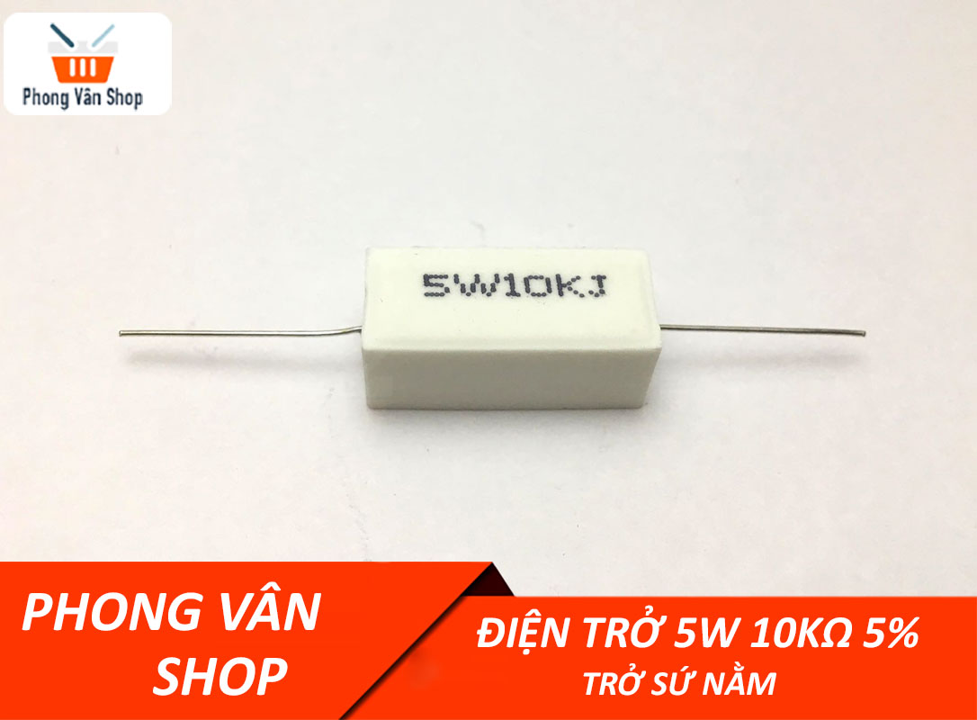 4 Điện trở 5W 10K ohm 5% - Trở sứ nằm