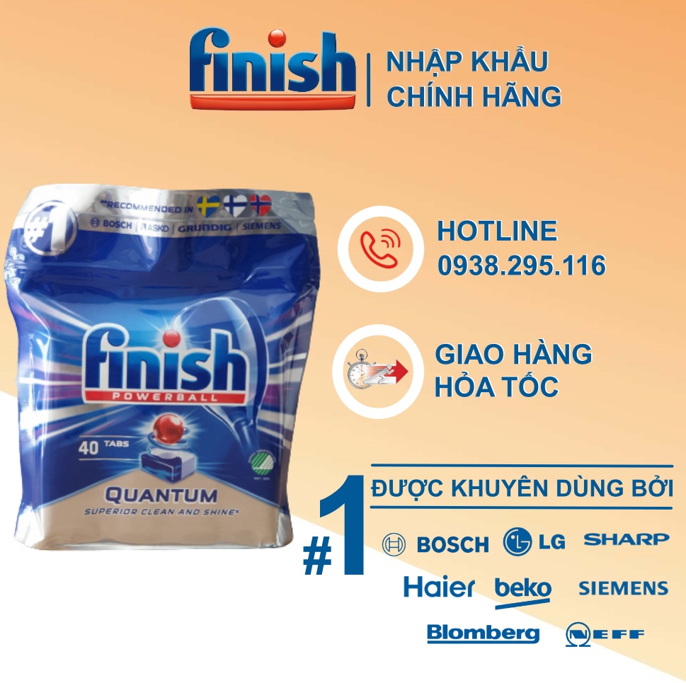 Viên Rửa chén bát Finish Quantum Đức 40 viên