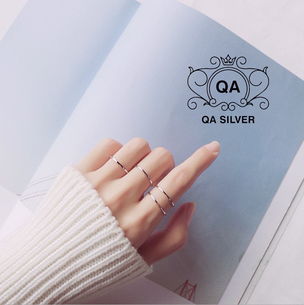 Nhẫn bạc 925 trơn chỉ mảnh bo vuông nhẫn tròn tối giản S925 BASIC QA SILVER Ring RI180303