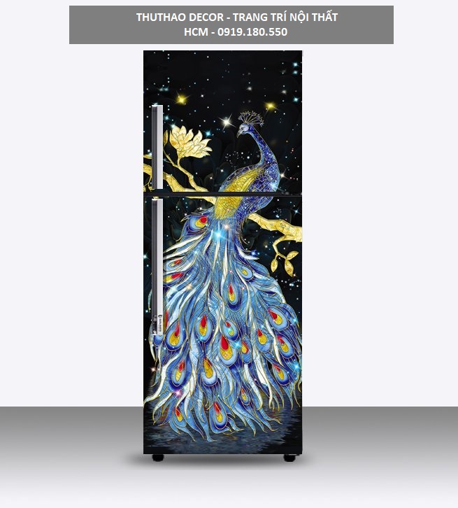 [HCM]Decal dán tủ lạnh CHIM CÔNG XANH - THUTHAODECOR