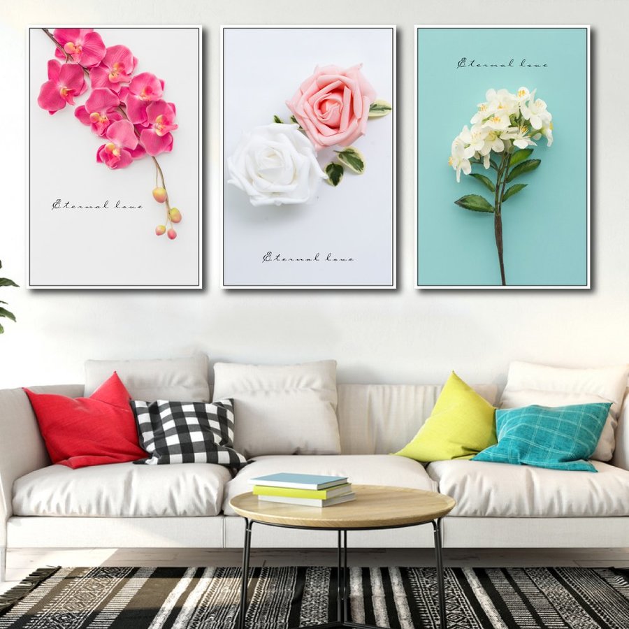 painting flower art with frame bedroom decor