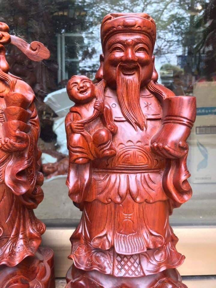 Bộ tam đa gỗ Hương cao 30cm