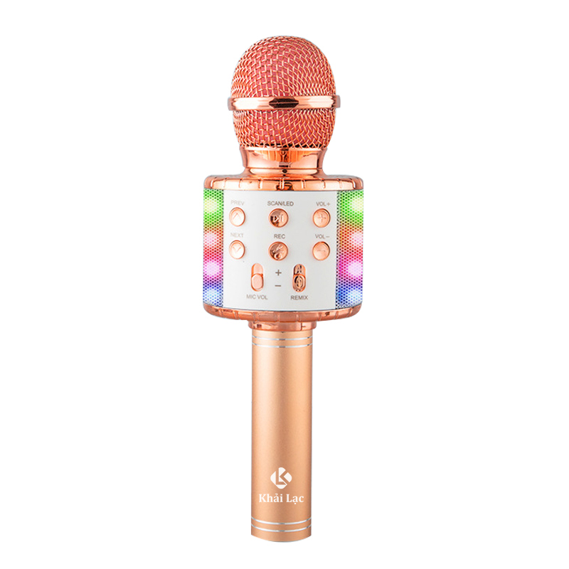 Mic hát Karaoke Bluetooth WS858L-míc hát mini đèn Led cực chất, kết nối nhanh chóng dễ sử dụng, chức năng chuyển giọng thú vị, kết nối bluetooth với điện thoại thông minh-hát mọi nơi tiện lợi