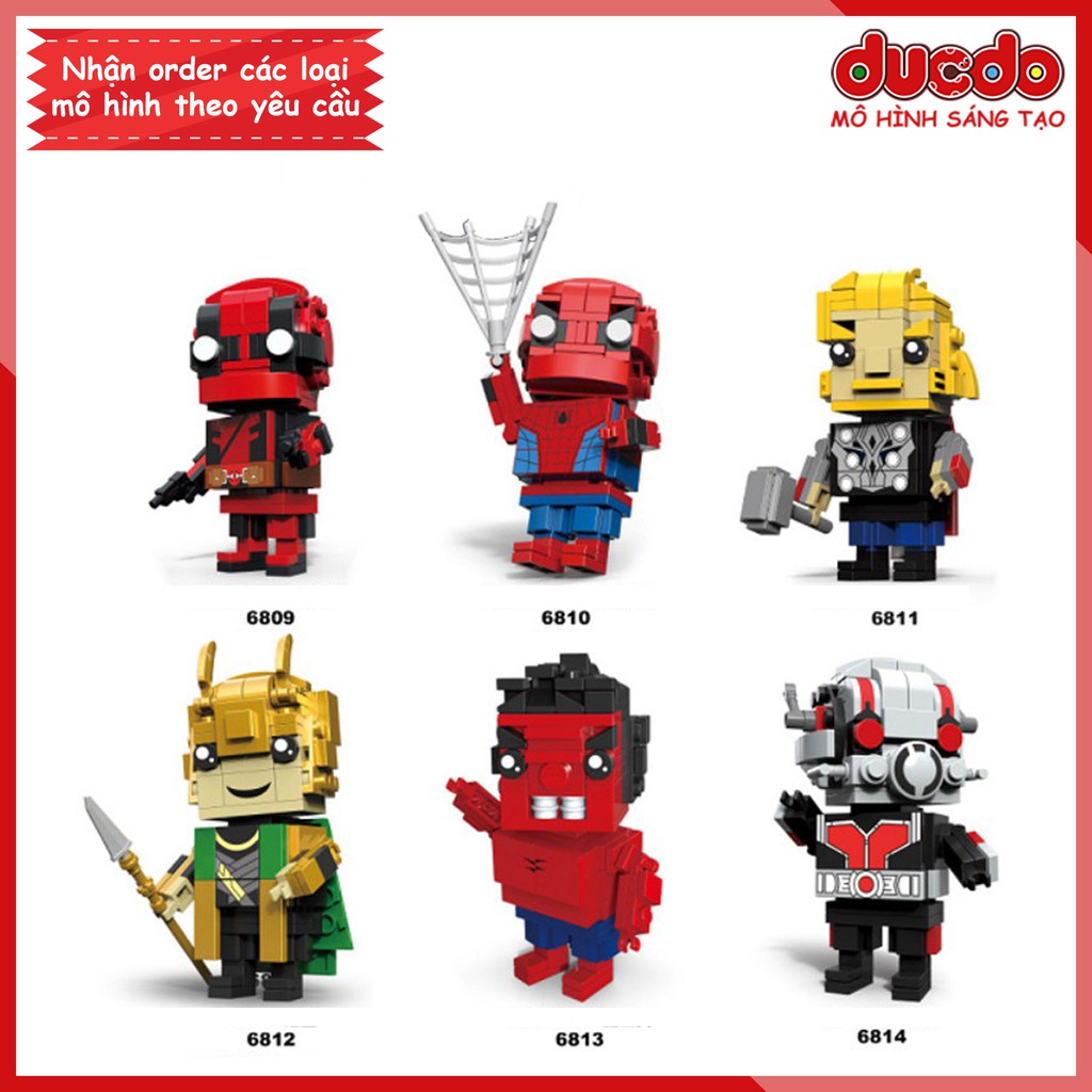Brick Headz các nhân vật siêu anh hùng - Đồ chơi Lắp ghép Mô hình Iron Man Mini Minifigures DECOOL 6809-6814 BrickHeadz