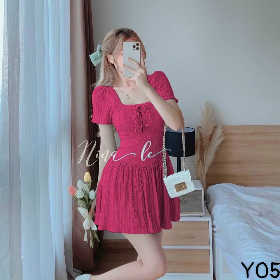 Đầm đan dây xốp quảng châu 3 màu xinh lung linh ld22