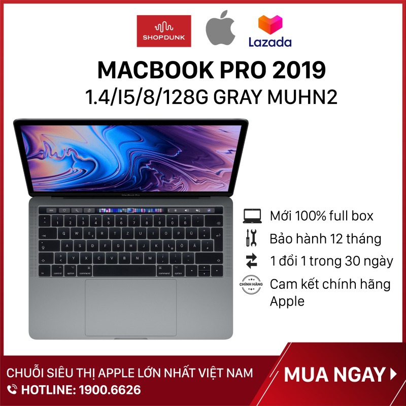 Bảng giá Laptop Macbook Pro 13 inch 2019 core i5 1.4/8GB/128GB, Hàng chính hãng Apple, Mới 100% , nguyên seal, Bảo hành 12 tháng Phong Vũ