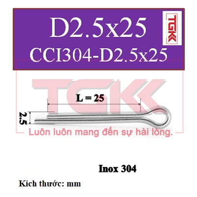 Chốt chẻ inox 304 d2.5