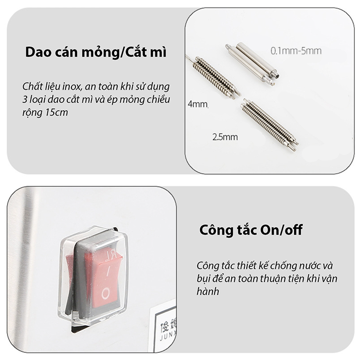 Máy Cán Bột - Máy Cắt Mì 2 Lưỡi Dao Chạy Điện