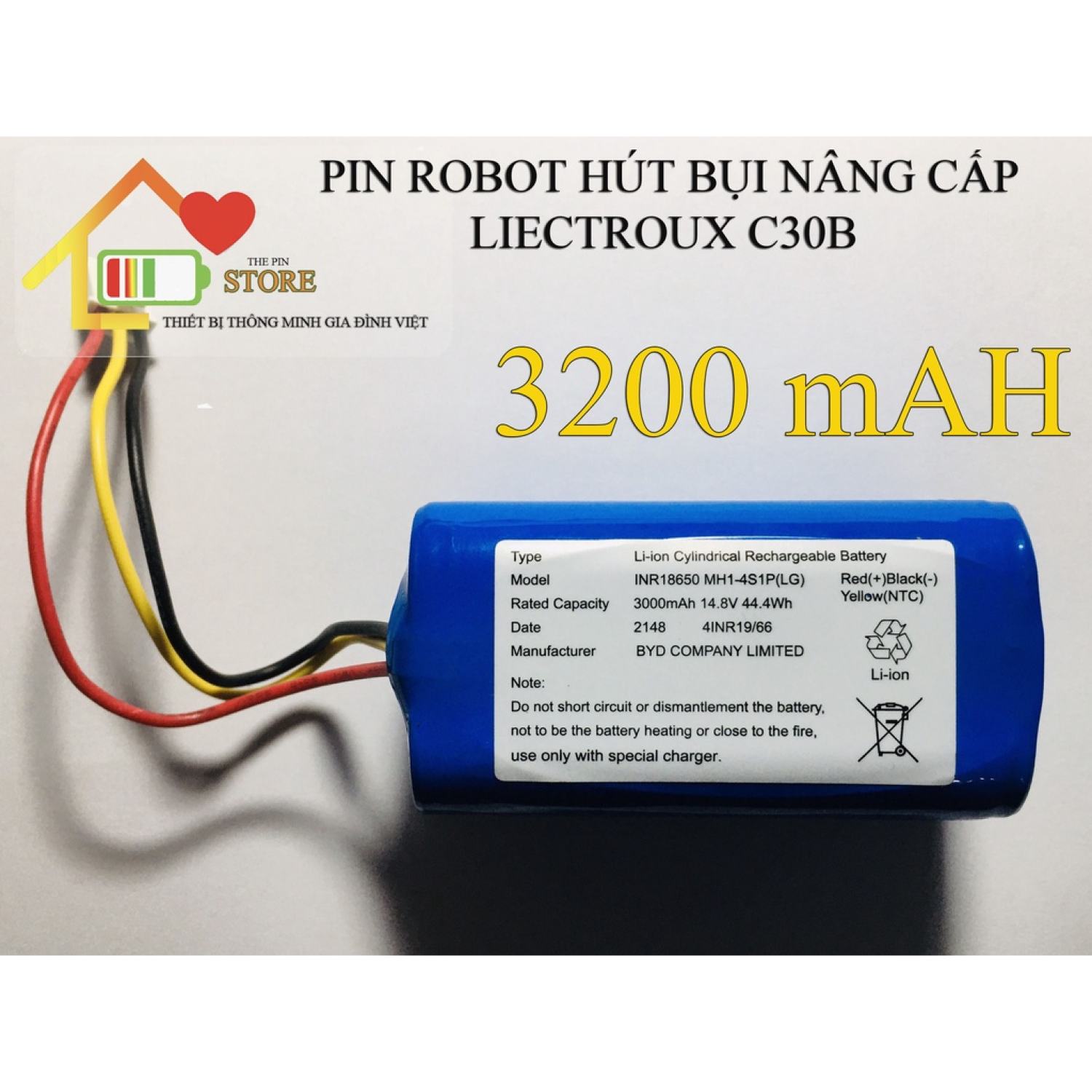 PIN ROBOT HÚT BỤI LIECTROUX C30B NÂNG CẤP ( DUNG LƯỢNG CAO 3200 mAH HÃNG LG)