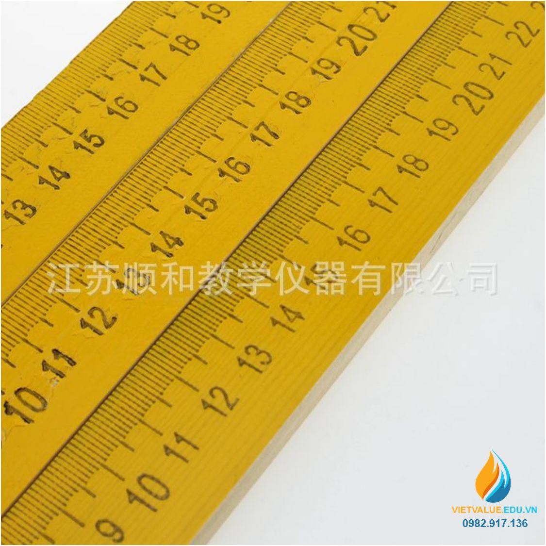 Thước gỗ học sinh kẻ bảng chia vạch, dài 50cm