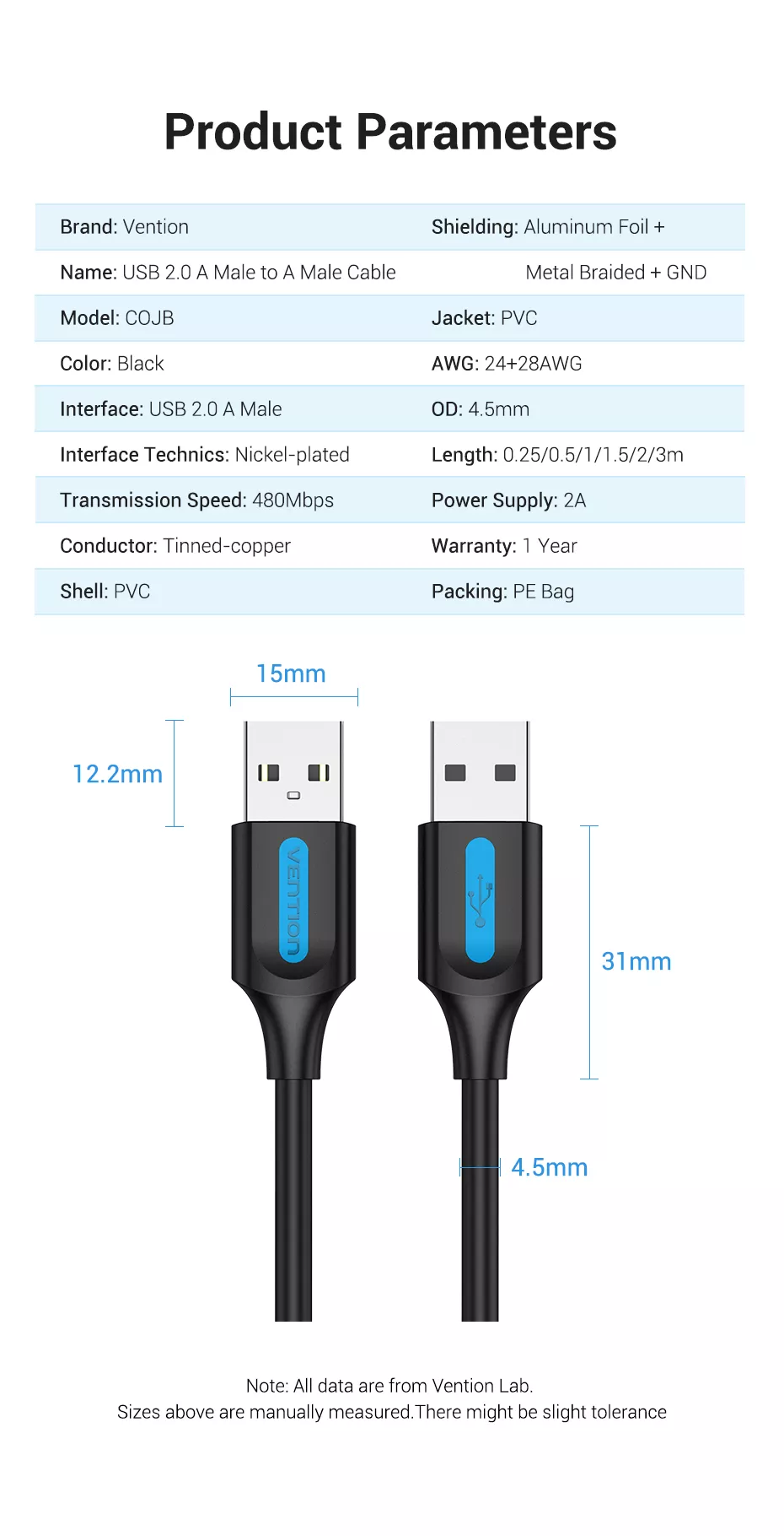 [ Usb3.0  to Usb 3.0 ] Cáp 2 đầu USB 3.0 / USB 2.0 Vention CON / COJ