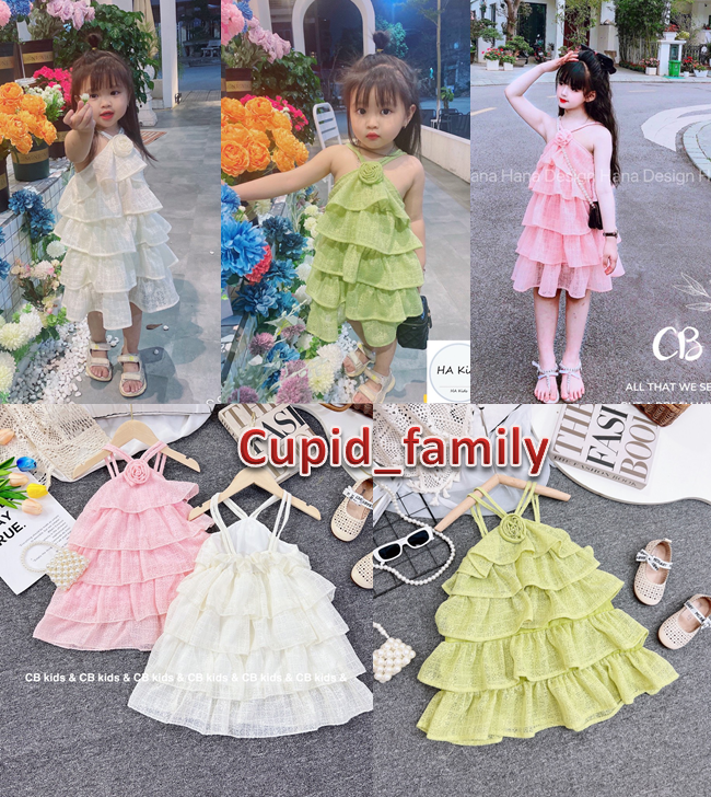 váy tầng 2 dây cực điệu đà cho bé gái - VT2D