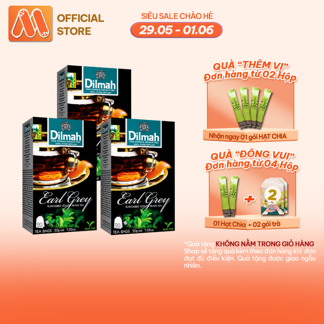 Combo 3 hộp Trà Dilmah Vị Bá Tước - Earl Grey 30g