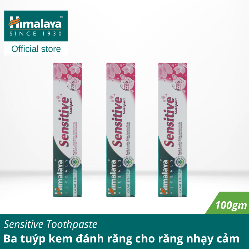 [HSD: 30/11/2023] Ba tuýp kem đánh răng cho răng nhạy cảm - Himalaya Sensitive Toothpaste 100 g