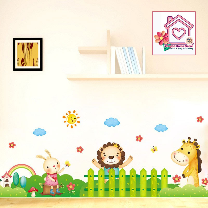 Decal dán tường Chân tường động vật XL7181 cho bé gái bé trai trang trí tường phòng khách phòng ngủ - Sticker - Miếng dán tường - Hình dán
