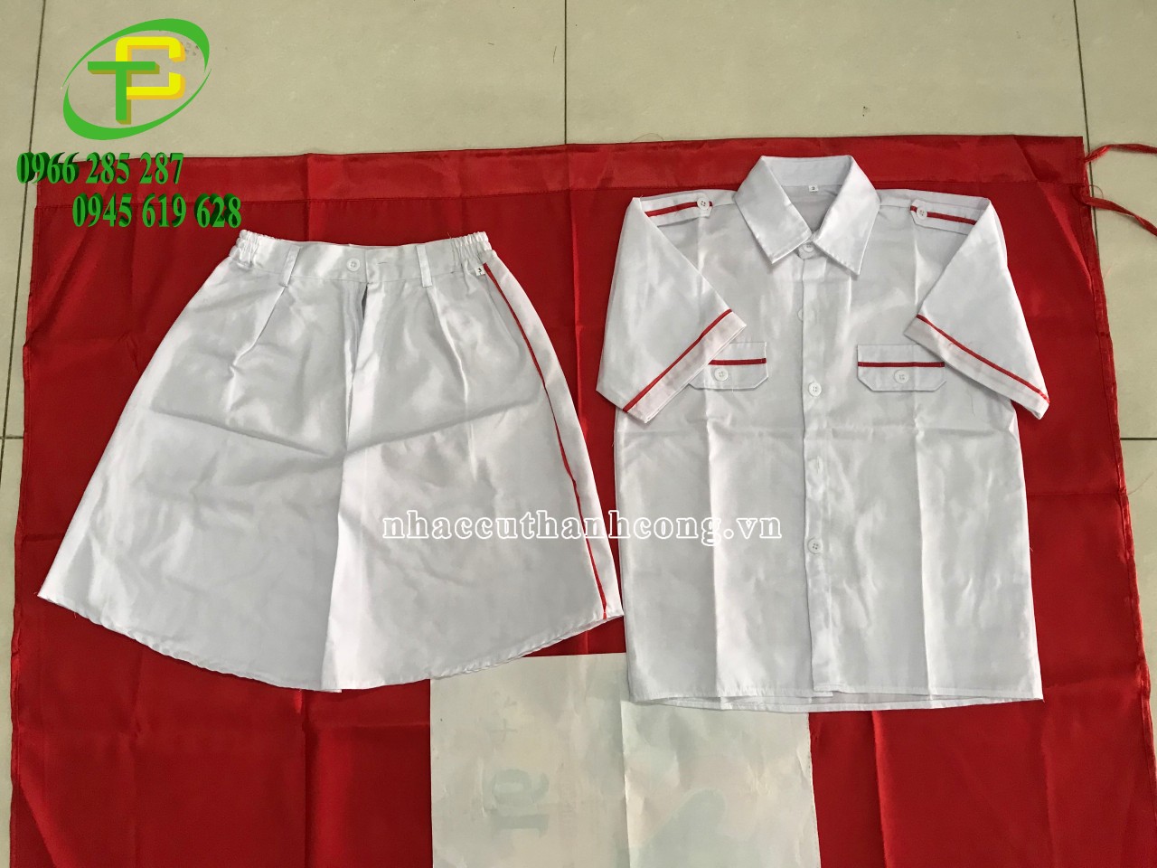 ĐỒNG PHỤC NGHI THỨC VÁY, quần áo nghi thức đội ( áo cộc tay + váy)