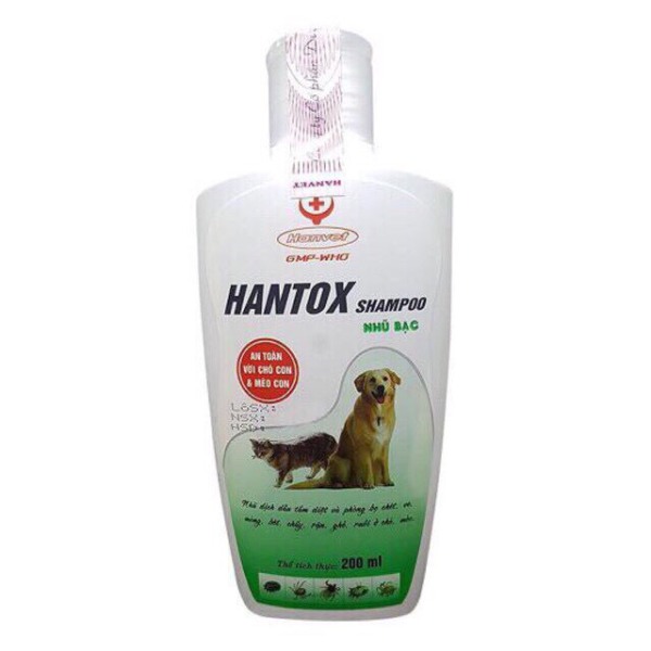 Sữa tắm sạch ve ghẻ, dưỡng lông chó mèo - Hantox xanh 200ml