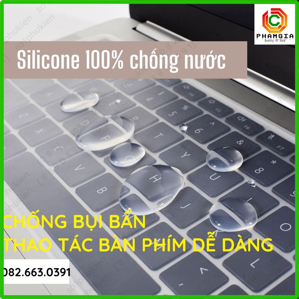 Miếng phủ bàn phím laptop, pc 11, 12, 13 , 14, 15'' , 16, 17 inch Silicon bảo vệ chống bụi, nước