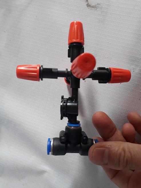 Combo 10 béc phun sương 5 hướng chân tê 8mm